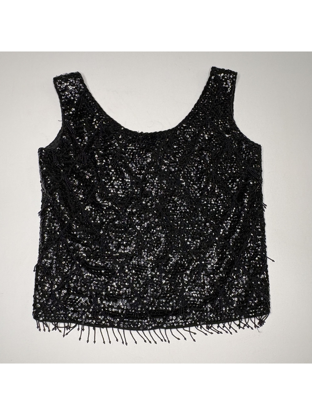 Vintage Alexander Sequined Beaded Wool Tank Top Size L